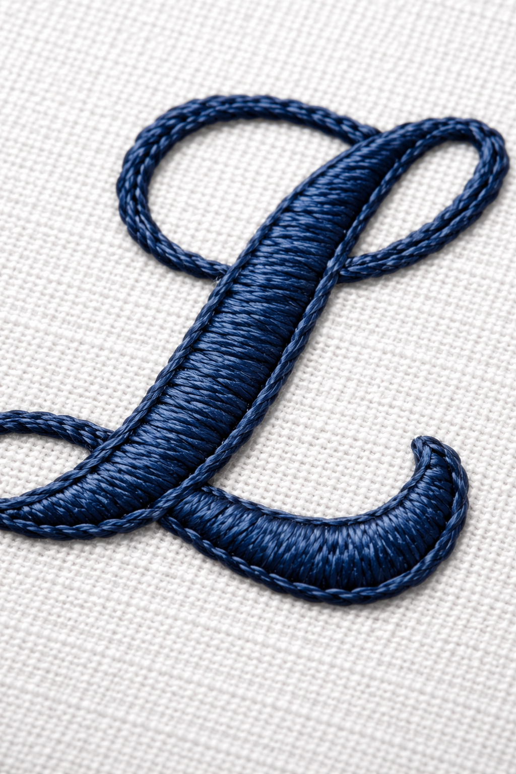 Sap dikişi ve saten dikiş ile işlenmiş harf detayı