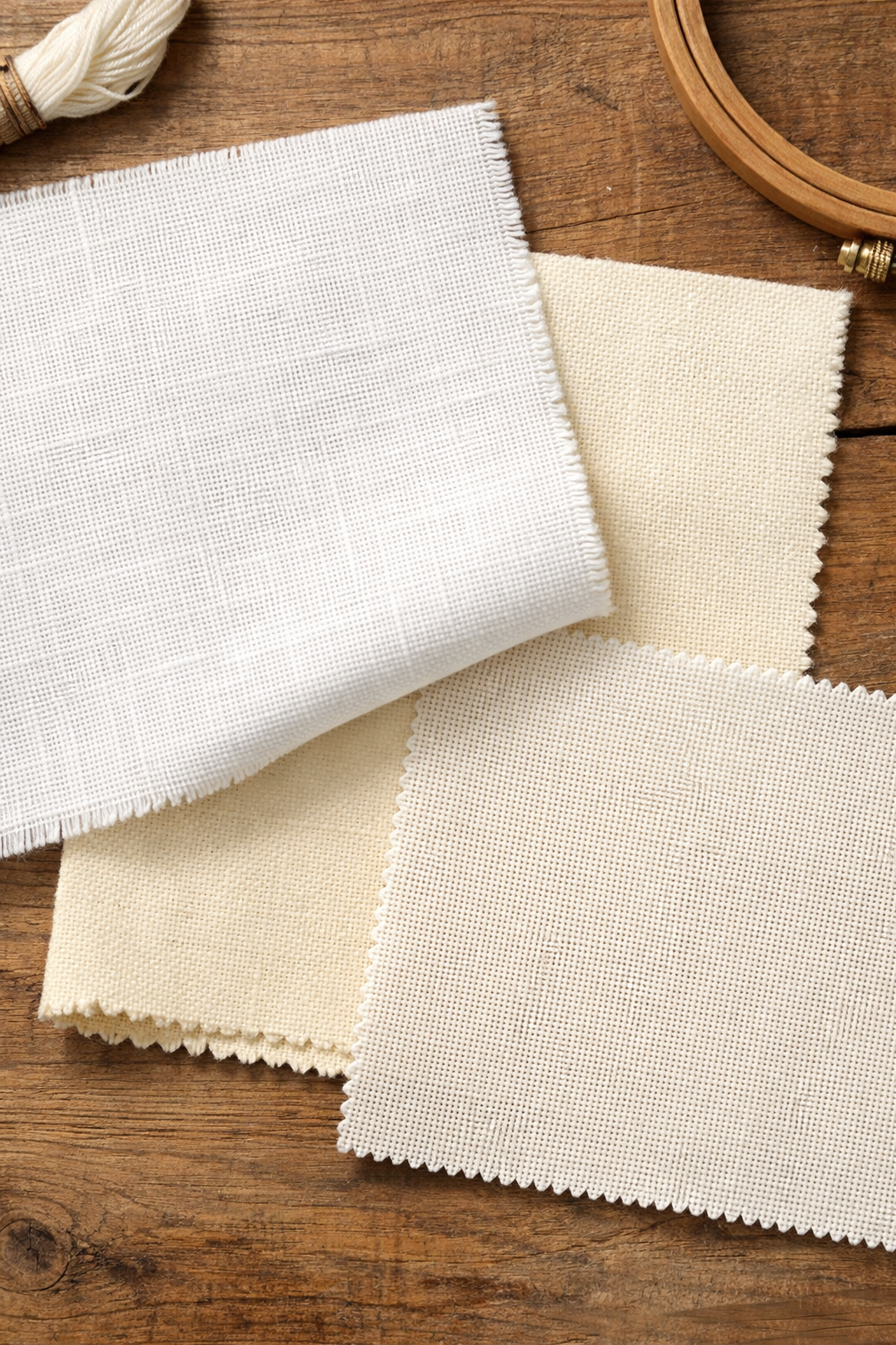 Nakış için farklı kumaş türleri: keten, pamuklu ve etamin